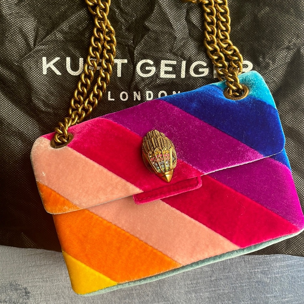 Kurt Geiger velvet rainbow crossbody bag